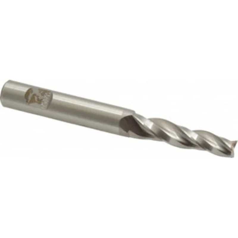 Made in USA 2 per Side 1/4 Small End Diam 1-1/4 LOC 3-Flute High Speed Steel Tapered Square End Mill Uncoated, 3/8 Sh...